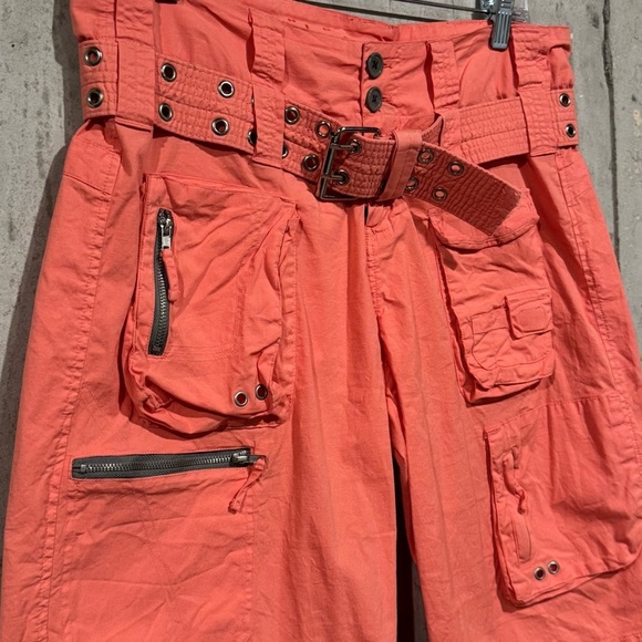 Pete & Greta Johnny Was 10 Unisex Orange Cargo Shorts Y2K Utility Edgy Pockets - Picture 4 of 8